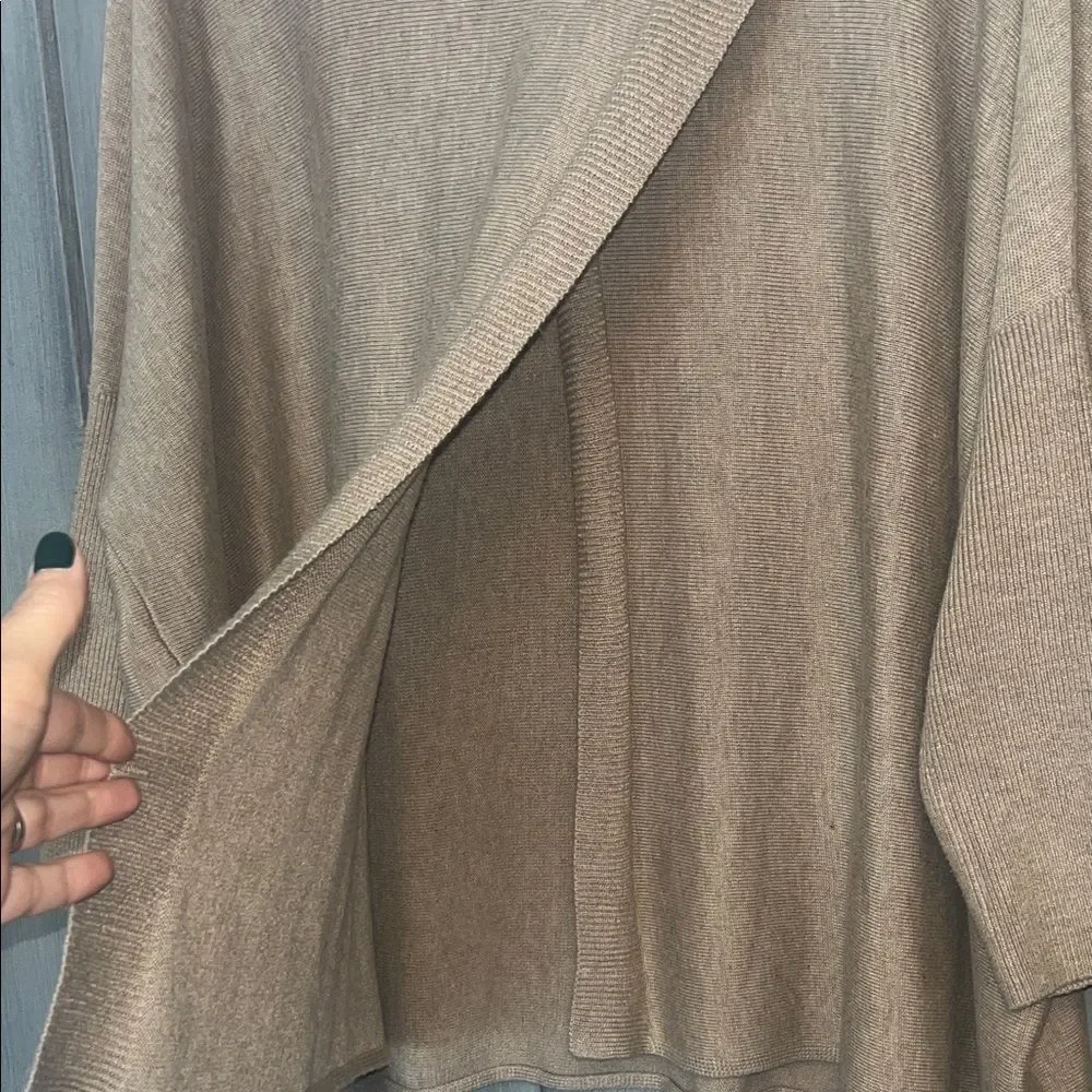 Calvin Klein Sz L/XL Taupe Cowl Neck Poncho Sweater W/ Buckle #luxe #flowy #chic